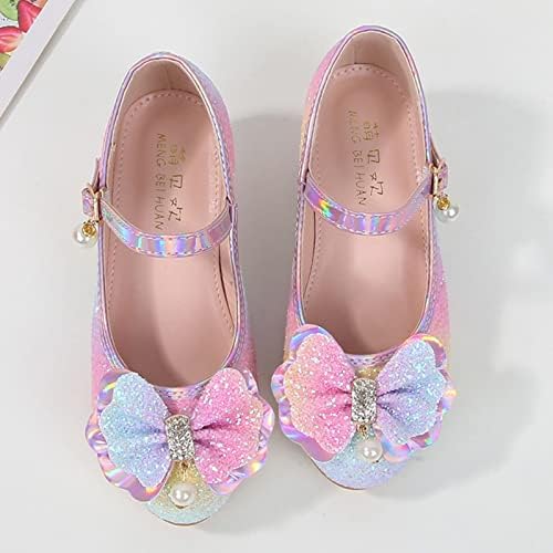 Детски обувки, Модерни Обувки на Принцесата на равна подметка с лък и перли, Детски Малка Кожена обувки с мека