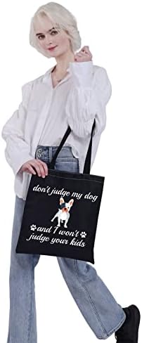 Подаръци собственика френски булдог VAMSII Чанта-тоут за мама Булдог не съдете кучето ми, и аз не съдя чанта през рамо за вашите деца (и не съдете чанта-тоут за моето ку?