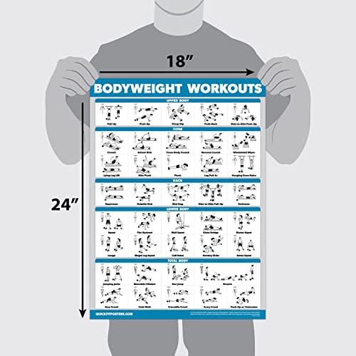 QuickFit 2 Pack - Плакат за тренировки със собствено тегло - Ламиниран 18 x 27 и Набор от карти за упражнения със собствено