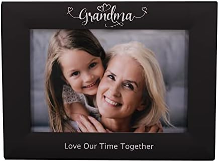 LEADEX Баба Обича нашето време заедно, Черна Метална рамка за снимка с Надпис 4 на 6 хоризонтално за баба Наны, в Деня
