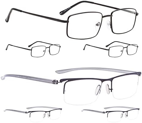 LUR 3 опаковки на метални очила за четене + 3 опаковки очила за четене без рамки (само 6 двойки ридеров + 1,75)