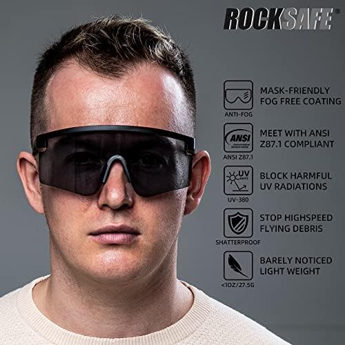 Защитни очила ROCKSAFE 1/2/5 двойки отговарят на стандарт ANSI Z87.1 с фарове за мъгла лещи, големи Удароустойчив очила с защита