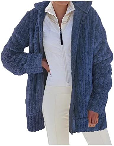 SGASY/ Дамско палто, Ежедневното Флисовое Палта С Ревери, Пушистое Палто с цип от Изкуствена овча кожа, Топла Зимна