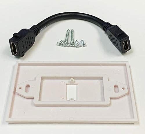 iMBAPrice - Стенни панела с косичкой HDMI, Вграден Гъвкав Високоскоростен HDMI кабел с един порт Ethernet (1 port), бял