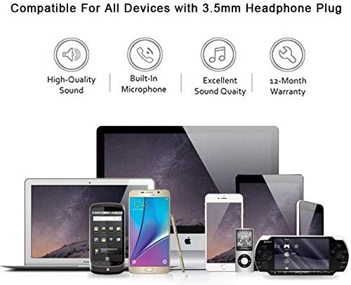 2 Комплекта жични слушалки 3,5 мм, слушалки в ушите, Втулки с шумоизолация с вграден микрофон и контрол на звука и са Съвместими с iPhone 6s 6 Plus 5s 5 iPad, iPod MP3 MP4 Samsung Android Лапто