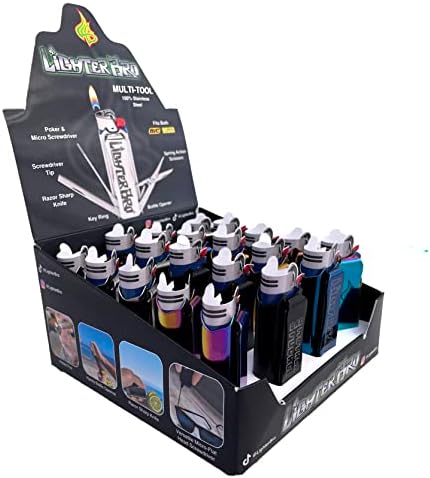 LighterBro 20 Опаковки, Калъф за запалки от неръждаема Стомана Калъф за запалки от неръждаема стомана с Нож, Ножици, бутилка