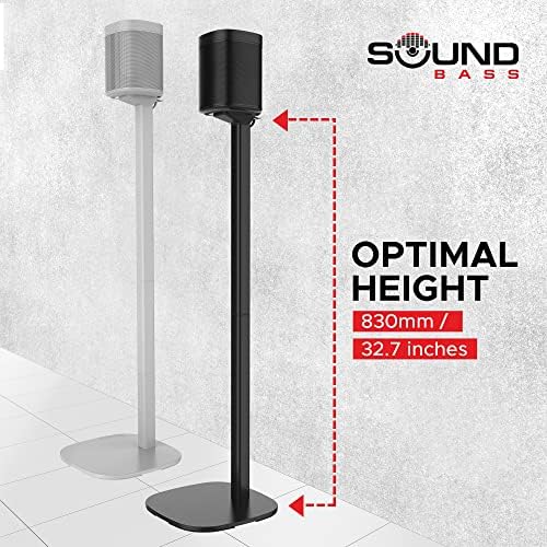 2 x Подова поставка Soundbass ONE, бяла, Съвместима с Sonos ONE, ONE SL & Play: 1, Пълен комплект оборудване