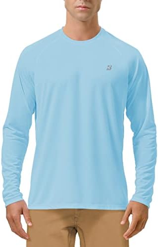 Roadbox Мъжки Ризи с защита от UV-лъчи UPF 50+, Градинска Тениска с Дълъг Ръкав за Риболов, за Разходки, за Плуване, За Защита От Акне