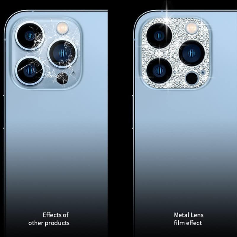 LUVI е Съвместим с iPhone 14 Pro / 14 Pro Max Защитно фолио за обектива на камерата Bling HD От Прозрачно Закалено стъкло С пълно покритие на Екрана на камерата е Метално Защитно пок
