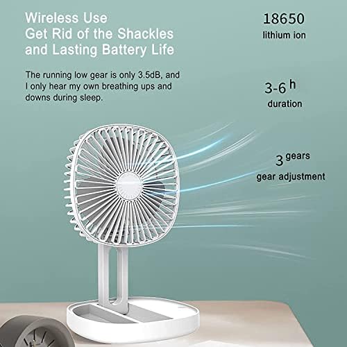 ZCX Преносим Вентилатор Портативен Сгъваем Вентилатор, Сгъваем Настолен Вентилатор USB Зареждане 3-Степенна Регулируема Скорост на Вятъра, за Домашния Офис Преносим