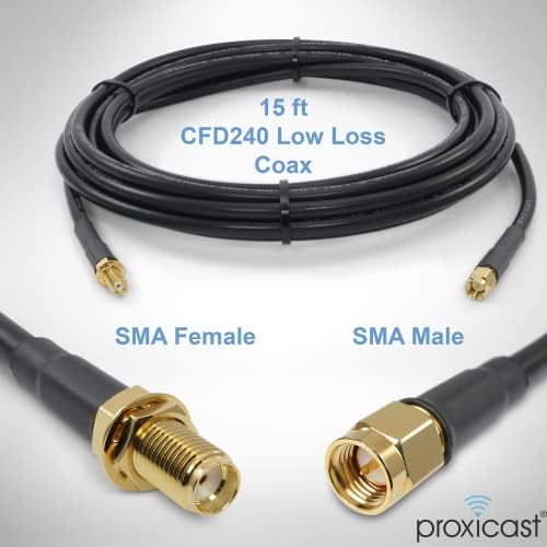 15-крак коаксиален кабел Proxicast SMA Male-SMA Female премия 240 серия с ниски загуби (50 Ома) - Удължител антенного изход за
