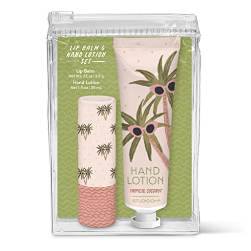 Комплект балсам за устни и Лосион за ръце - Free toiletries за пътуване - Подаръчен комплект от 2 теми - Sunny Palms