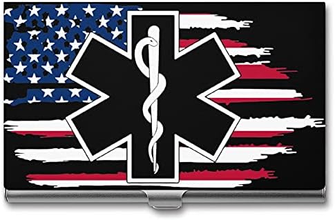 Американски Флаг EMS Звезда на живот EMT Фелдшер Медик Принт Визитница Метален Държач Джоб на Чантата Лични