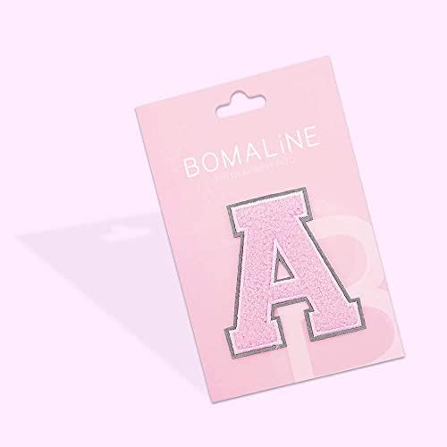 Ленти с бродирани букви Bomaline Сив цвят отзад и розова синелью, бродирани желязо, Апликация с букви от Азбуката A-Z, Аксесоар