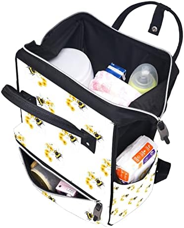 Жълта Чанта за бебешки Пелени с Шарките на Пчелите, Персонални Раница за Памперси за Бременни, Пътна Чанта-Тоут за