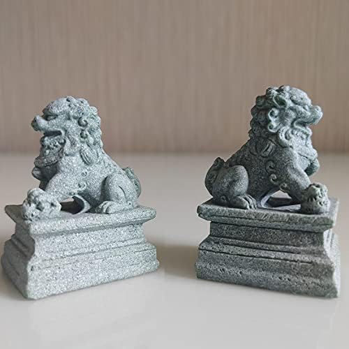 жива риба Азиатски Статуи на кучета Фу-Фу Двойка от Два Лъва-Пазители на Статуетка от Пясъчник Домашни Любимци Аквариум С