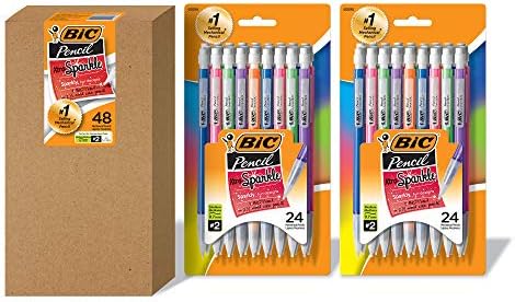BIC Xtra-механичен молив с пайети, средна точка (0,7 мм), забавен дизайн с цветен корпус, 48 точки