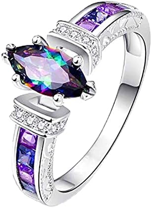 Пръстен на модерния размер за годеж, сватба сребърни дамски бижута, пръстени, модерен пръстен (E, един размер)