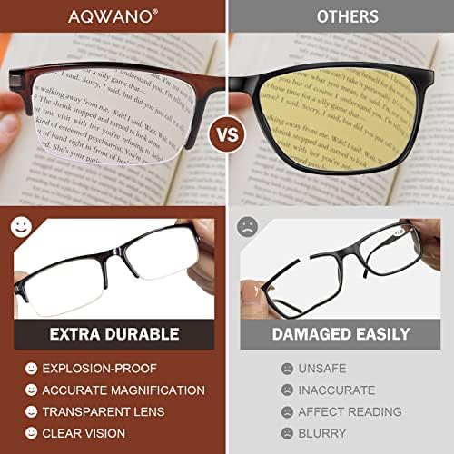 Очила за четене AQWANO за мъже, компютърни, със заключване синя светлина, в рамките на половината от очила за четене,
