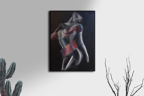 True Colors - 36 x 48 Изобразително изкуство масло и акрил Оригиналната снимка - Черно-бяла жена на голо Голяма
