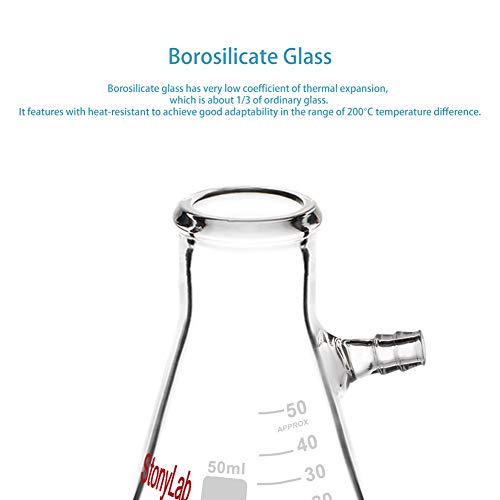 StonyLab 2 опаковки, Филтър Колба от Borosilicate стъкло с обем 50 мл с Болтовой врата с шнорхел