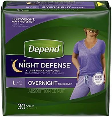 Бельо Depend Night Defense от инконтиненция на нощ за жени, L, 14 парчета бельо (опаковка от 2 броя)
