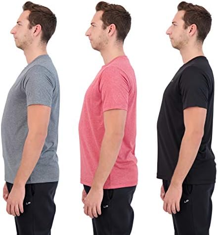 Мъжки Тениски Unipro от 3 опаковки, бързо съхнещи Тениски Performance Active Fit с къс ръкав за тренировки