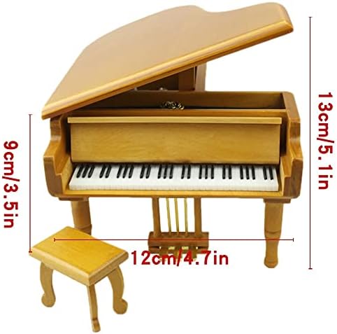 MXIAOXIA Дървена Музикална Ковчег Grand Once Upon a December във формата на Пиано с Малък Табуретом Креативен Подарък