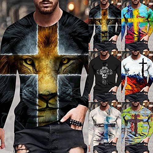 BEUU/ Мъжки Ризи с дълъг ръкав Soldier, тениски Street Faith Jesus Cross с принтом Лъв, лека атлетика тениски с мышечным