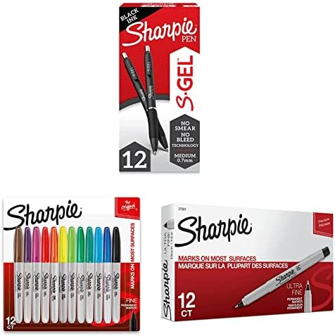 SHARPIE S-Гел, Гел Химикалки, Средна точка (0,7 мм) и Постоянни Маркери Sharpie, Тънка точка, Различни Цветове и Постоянни