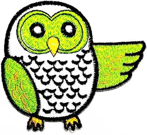 Салфетки Плюс 2 елемента. Птица Сладък Животни В Зоопарка Бродирана Нашивка На Тъканта Стикер Зелена Бухал Карикатура