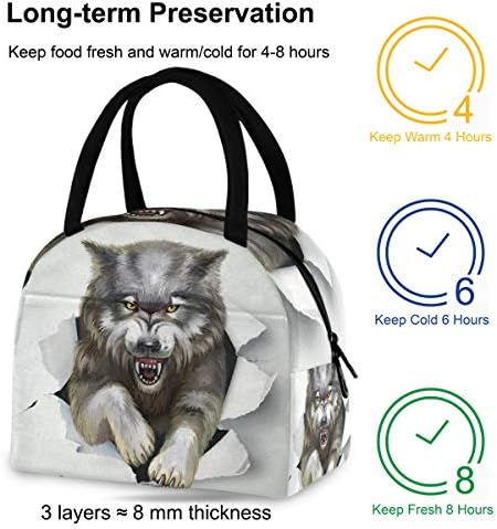 Случайна чанта за обяд Дамски - Вълкът Скача От Големите Херметически затворени Кутии за Обяд с плечевыми ремъци за работа Тийнейджър