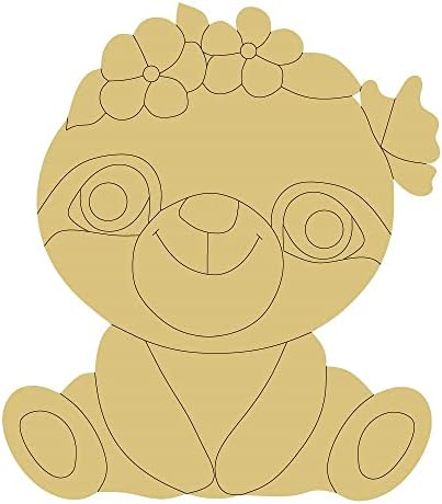 Дизайн на миеща мечка по Подобие на Деколте, Недовършена Декор под формата на миеща мечка За Детска Стая Закачалка за врати в Детска МДФ Форма на Платно Стил 3 Арт 1 (1