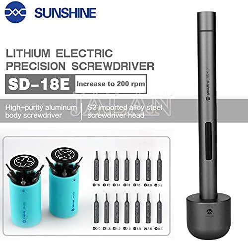 Електрическа отвертка Sunshine SD-18E с интелектуална литиева батерия и 3 бр. led подсветка 14 бр. съвет от легирана стомана S2