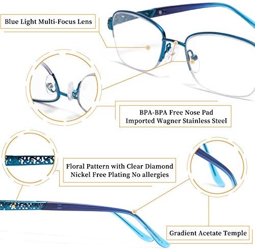 Amorays прогресивно многофокусные очила за четене за жени, мультифокальные очила за четене със защита от синя светлина,