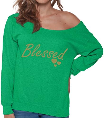 Pekatees Blessed Hoody Blessed Пуловер за Деня на Благодарността Hoody за Жени С Открити Рамене Пуловер за Деня На Благодарността Пуловери