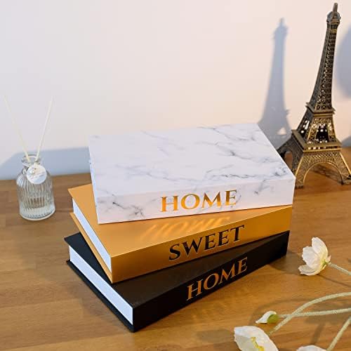 Декор за книги Cantalop Home Sweet Home Stacked Books - Комплект от 3 предмети, Кутия за съхранение на Внушенията