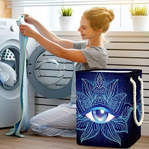 Кошници за бельо DEYYA Geometry Blue Eye, Висока Здрава Сгъваема Кошница за дрехи за Възрастни, Деца, Момчета и Момичета,