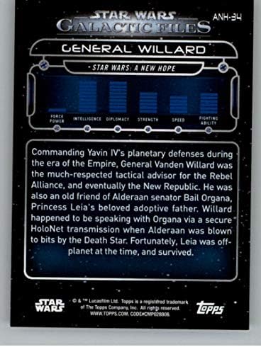 2018 Topps Star Wars Galactic Files Синьо #ANH-34 Официалната Неспортивная Търговска карта на генерал Уилард в NM или по-добро състояние