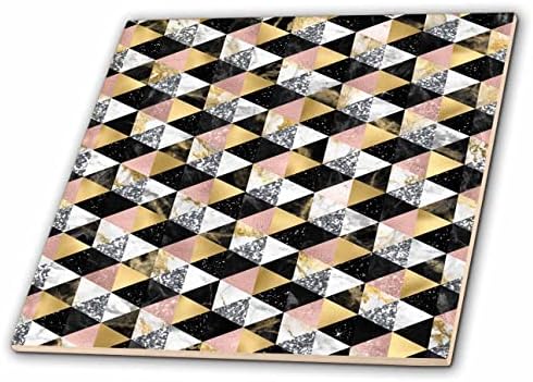 3d - Фигура от Розов, черен и златен цвят С геометрични участието Блестящо от триъгълника - Плочки (ct_352773_1)