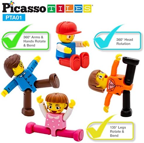 PicassoTiles 100 бр. Магнитни Плочки + Магнитни 4 3D Фигурки градивните елементи на Строителни Игрални Дъски, Семейна Играчка
