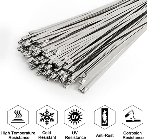 HYCC 100шт 11,8 инча 304 метални кабелни връзки от неръждаема стомана, многофункционална определяне на тежкотоварни