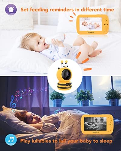 Видеоняня BabyTime 1080P с мек защитен калъф и 5-инчов дисплей, Без Wi-Fi, Видеоняня със завъртане и наклон, Видеоняня