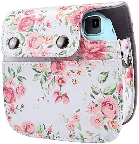 Калъф за фотоапарат миг печат Yoption, Съвместим с Instax Mini 11, 9, 8, 8+, Ретро Компактен калъф за фотоапарат от изкуствена кожа, чанта с джоб и регулируема пагон (в бяло цветен