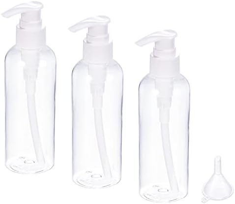 M METERXITY 3 в 1 Прозрачна Пластмасова Опаковка за бутилка с помпа - Контейнери за вода с шампоан и лосион с бункер за бизнес пътуване (100 мл 38x100 мм)