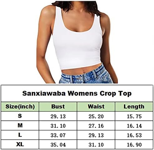 SanxiawaBa Женски Сексуални Съкратен Блузи Без Ръкави, Двуслойни Съкратен Топ на Бретелях с Кръгло деколте