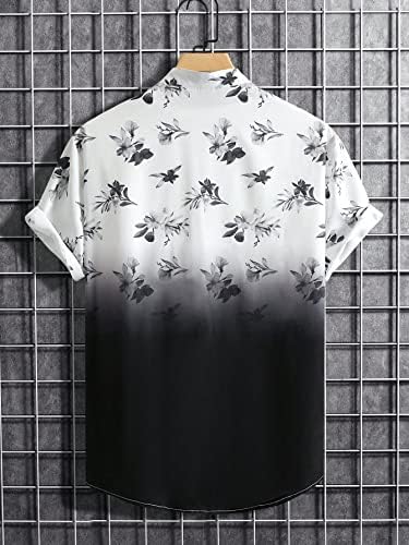 GORGLITTER Мъжки Плажни Ризи с Флорални Принтом и Цветен Блок на Копчета С Къс ръкав, Ежедневни Хавайски Ризи Омбре