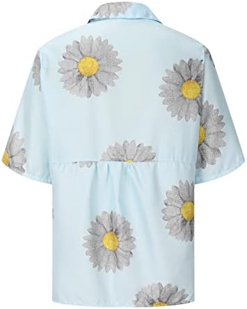 Comigeewa Блуза, Тениска за Девочекподростков Лято Есен с Къс Ръкав и Цветен Модел На Копчета Ежедневни Риза GO GO