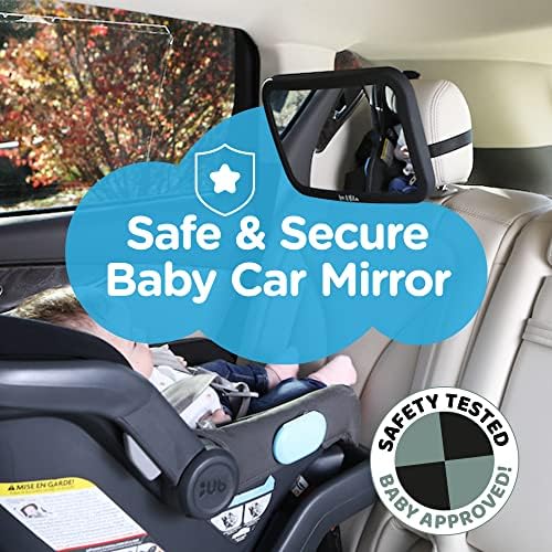 Leo & Presi 1 Голямо и 1 малко детско Автомобилно огледало Safety First, Сертифицирано по краш-тест за детски седалки за кола за задно виждане Небьющееся огледало с регулируем