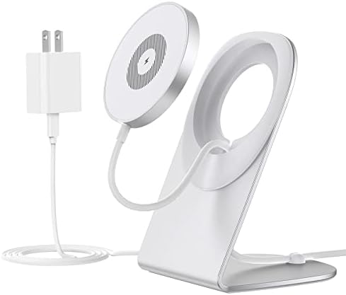 Магнитно Безжично зарядно устройство за серията Apple, Поставка за зарядното устройство Mag-Safe, поставка за бърза безжична зареждане, мощност 15 W + 5-крак USB кабел-C за iPhone